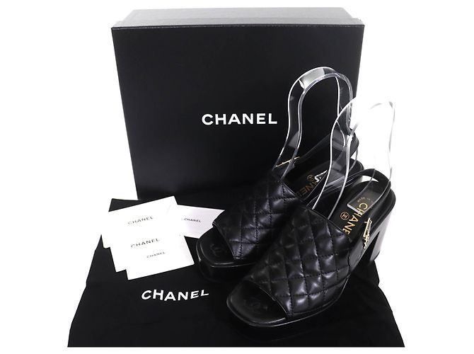 Sandali in pelle matelassé COCO Mark di Chanel Nero - vista 2