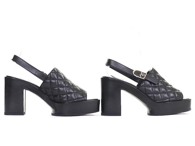 Sandali in pelle matelassé COCO Mark di Chanel Nero - vista 4