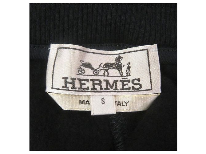 Calças de algodão e couro de cordeiro com logo H da Hermès Preto - vista 6
