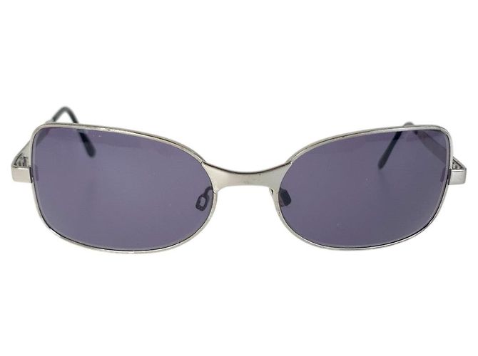 Timeless Chanel Metallsonnenbrille Silber Lila - Ansicht 2