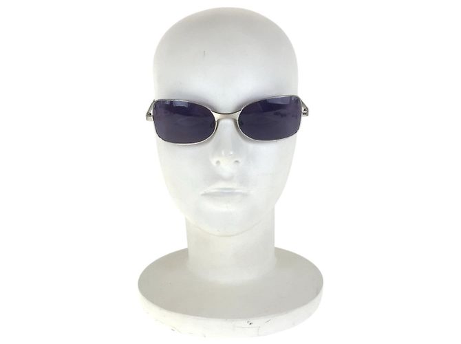 Timeless Chanel Metallsonnenbrille Silber Lila - Ansicht 4