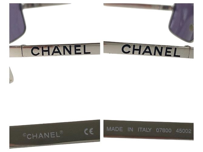 Timeless Chanel Metallsonnenbrille Silber Lila - Ansicht 8
