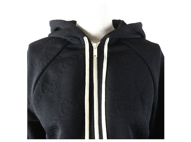 Oversized Gucci Parker Top aus Polyester mit geprägtem GG-Logo-Jacquard Schwarz - Ansicht 4