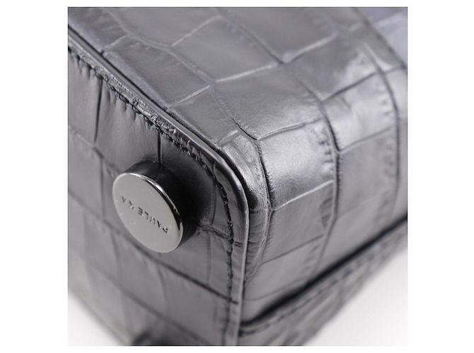 Autre Marque Borsa in pelle goffrata con nastro Paule Ka Marrone Nero Porpora - vista 4