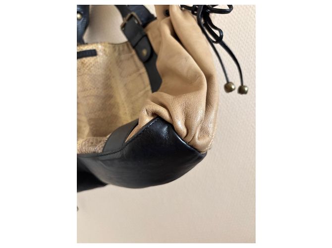 Borsa a mano Gerard Darel 24h Beige in Pelle di Vitello e Serpente d'Acqua - vista 5