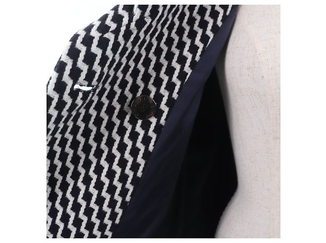 Chanel Hexagon COCO Button Zigzag Pattern Wool Coat Black White - view 5