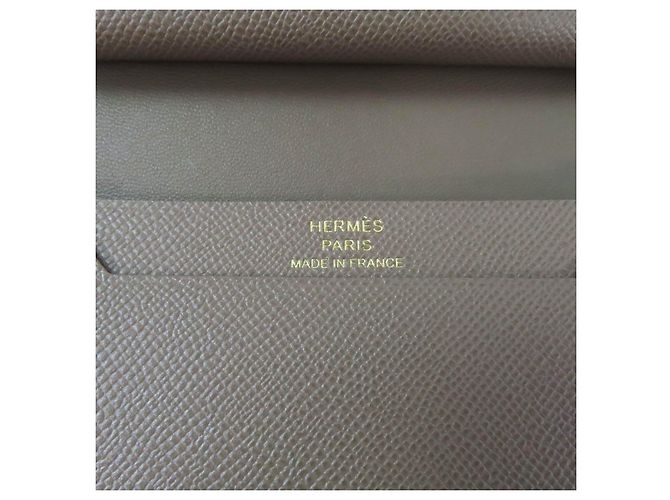 Mini billetera de cuero Bearn Vaugham de Hermès Castaño Gris pardo - vista 10