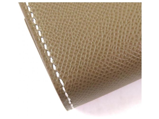 Mini billetera de cuero Bearn Vaugham de Hermès Castaño Gris pardo - vista 8