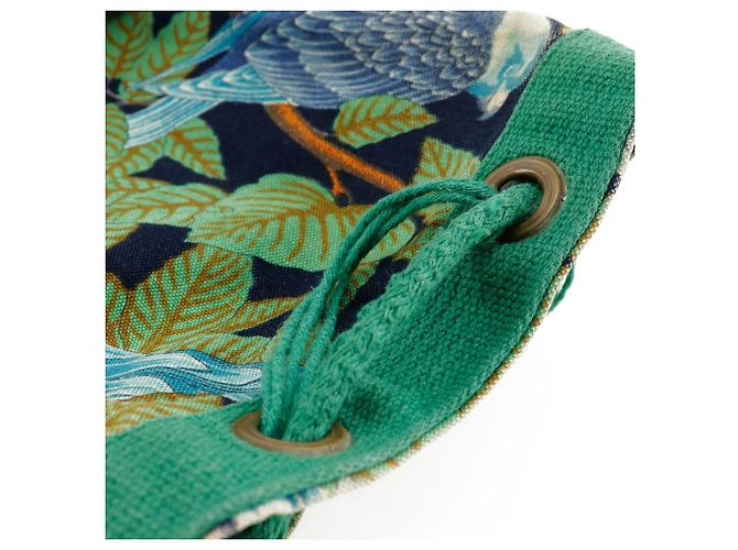 Borsa a spalla in cotone a spalla singola Hermès Verde - vista 11