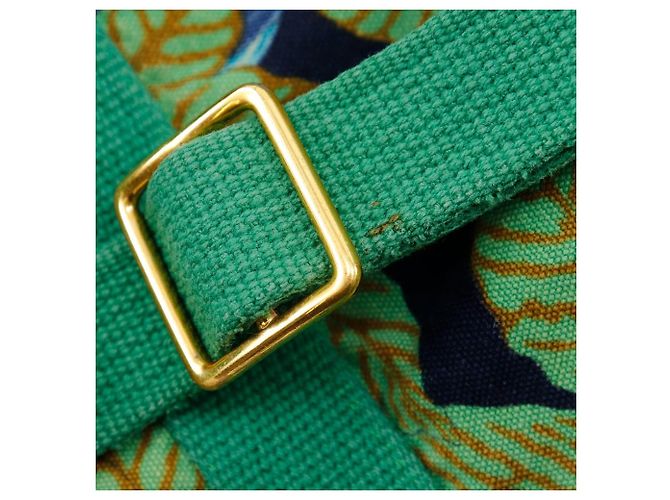 Borsa a spalla in cotone a spalla singola Hermès Verde - vista 12