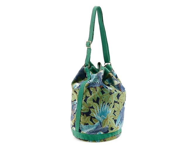 Borsa a spalla in cotone a spalla singola Hermès Verde - vista 3