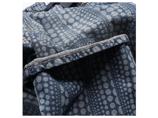 Pantalon en denim en coton Louis Vuitton LV × YK Allover Pumpkin Bleu - vue 10