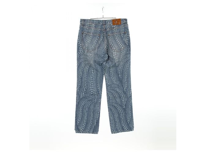 Pantalon en denim en coton Louis Vuitton LV × YK Allover Pumpkin Bleu - vue 2