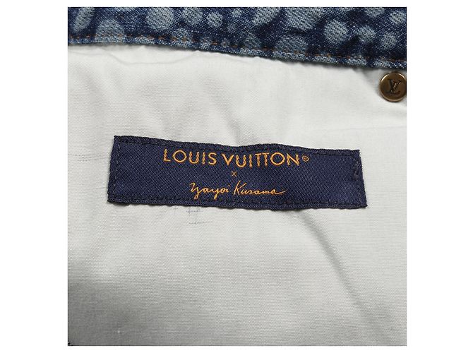 Pantalon en denim en coton Louis Vuitton LV × YK Allover Pumpkin Bleu - vue 3