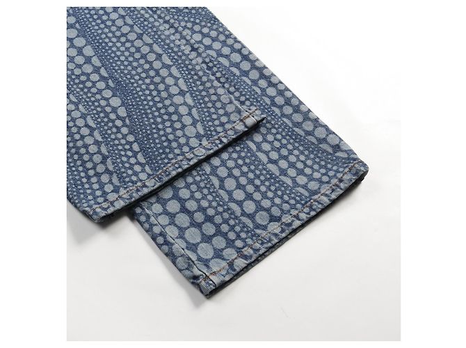 Pantalon en denim en coton Louis Vuitton LV × YK Allover Pumpkin Bleu - vue 8