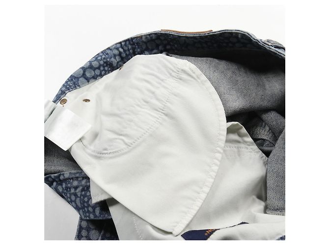Pantalon en denim en coton Louis Vuitton LV × YK Allover Pumpkin Bleu - vue 9