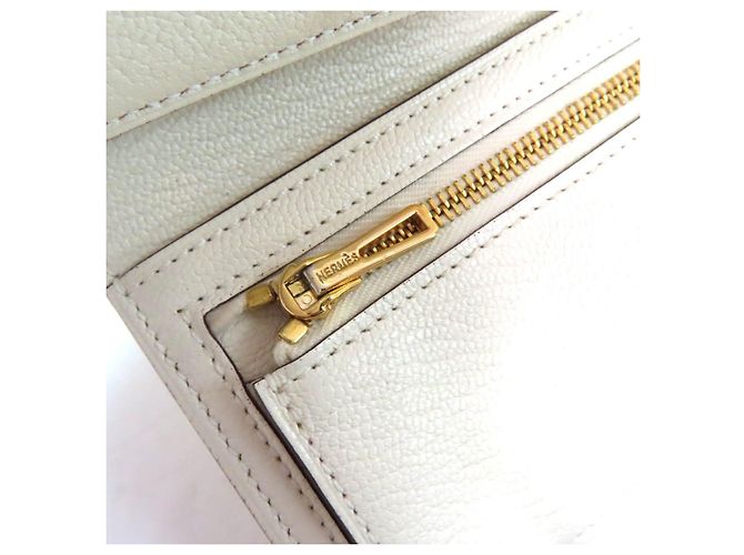 Cartera tri-fold Bearn de cabra Hermès Blanco - vista 10