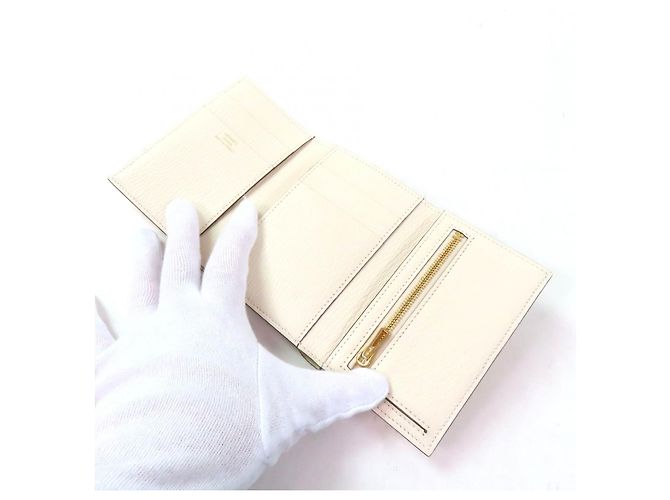 Cartera tri-fold Bearn de cabra Hermès Blanco - vista 5
