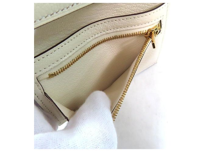 Cartera tri-fold Bearn de cabra Hermès Blanco - vista 7