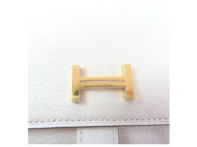 Cartera tri-fold Bearn de cabra Hermès Blanco - vista 9