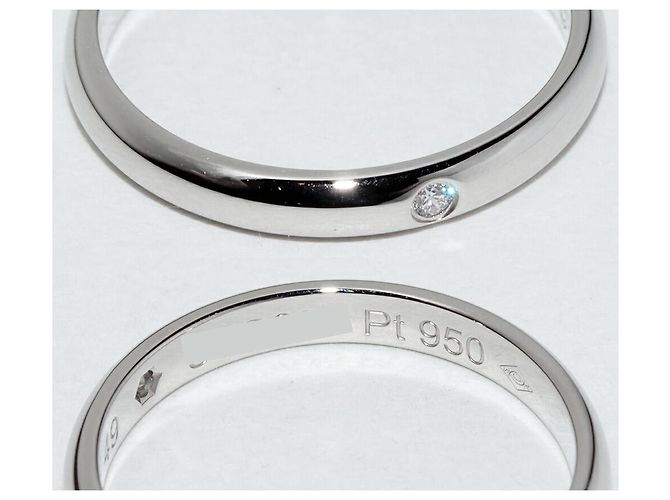 Cartier 1895 Ehering aus Pt950 mit Diamant, Größe 49 Silber - Ansicht 5
