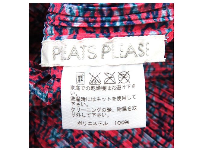 Issey Miyake Polyester T-Shirt PLEATS PLEASE PP63-JK522 Rot Blau - Ansicht 7