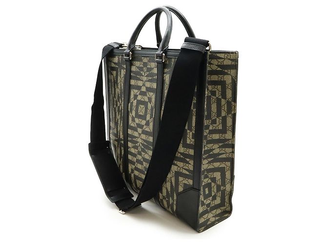 Borsa 2 in 1 Gucci GG Kaleido in PVC Nero Beige - vista 2
