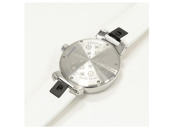 Louis Vuitton Tambour Edelstahl Uhr Weiß - Ansicht 2