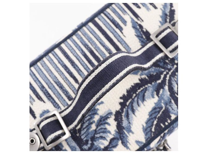 Borsa a mano in tela ricamata Dior Travel Vanity Blu - vista 6