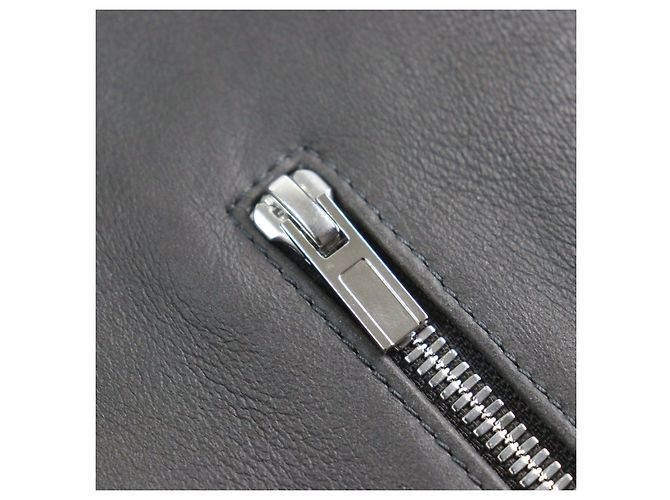 Giacca in pelle di pecora Hermès Grigio Grigio antracite - vista 10
