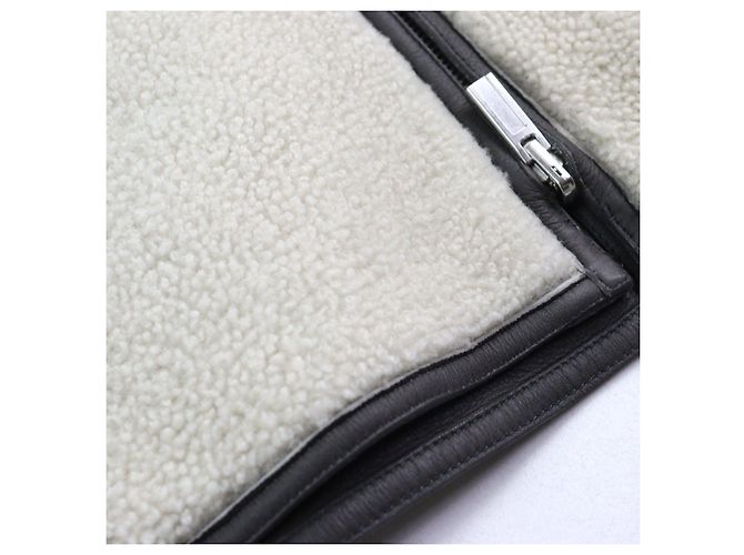 Giacca in pelle di pecora Hermès Grigio Grigio antracite - vista 12