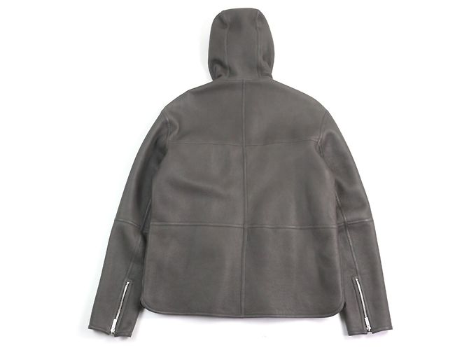Giacca in pelle di pecora Hermès Grigio Grigio antracite - vista 3
