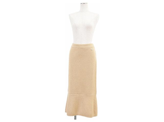 Falda sirena de punto con lamé Chanel Beige - vista 2