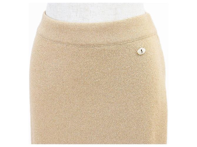 Falda sirena de punto con lamé Chanel Beige - vista 3