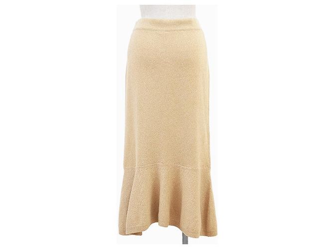 Falda sirena de punto con lamé Chanel Beige - vista 6