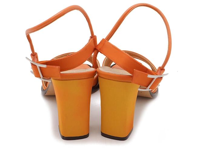 Sandali in pelle e nylon Hermès Arancione - vista 3