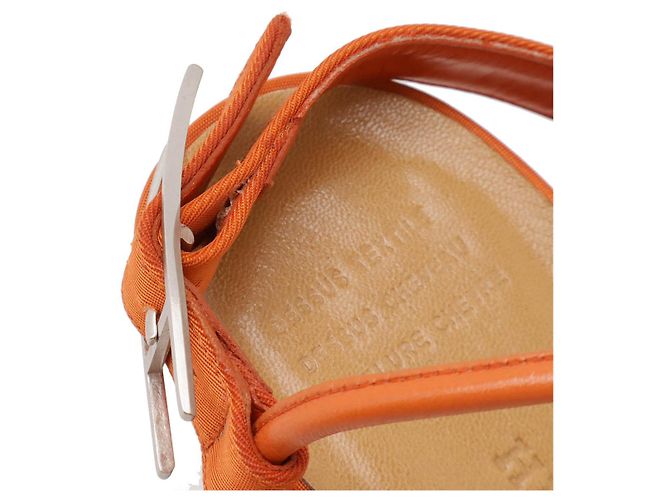 Sandali in pelle e nylon Hermès Arancione - vista 7