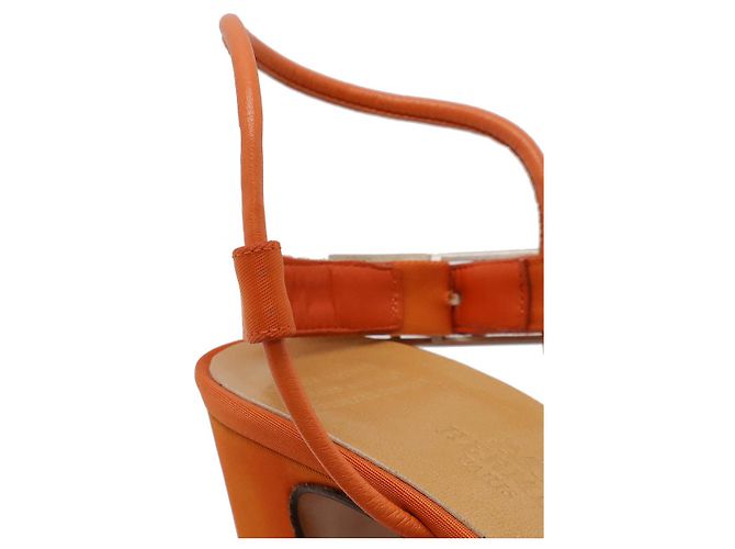 Sandali in pelle e nylon Hermès Arancione - vista 8