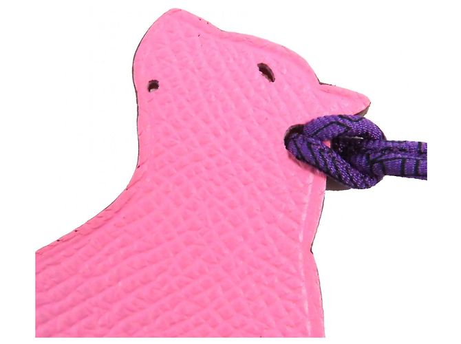Charm per borsa Hermès Petite Ash Beaver in pelle Epsom Togo Rosa Arancione - vista 4