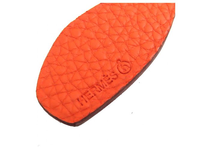 Charm per borsa Hermès Petite Ash Beaver in pelle Epsom Togo Rosa Arancione - vista 6