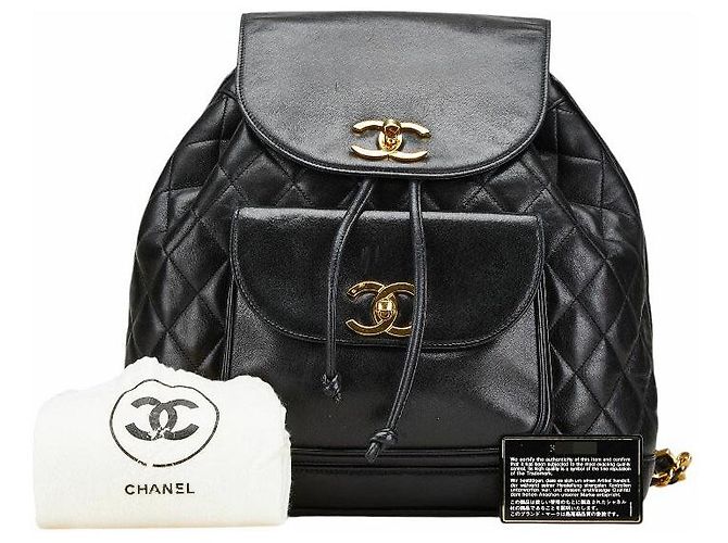 Timeless Chanel Matelassé Lammfell Rucksack Schwarz - Ansicht 13