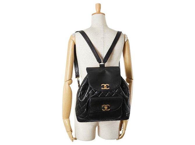 Timeless Chanel Matelassé Lammfell Rucksack Schwarz - Ansicht 14