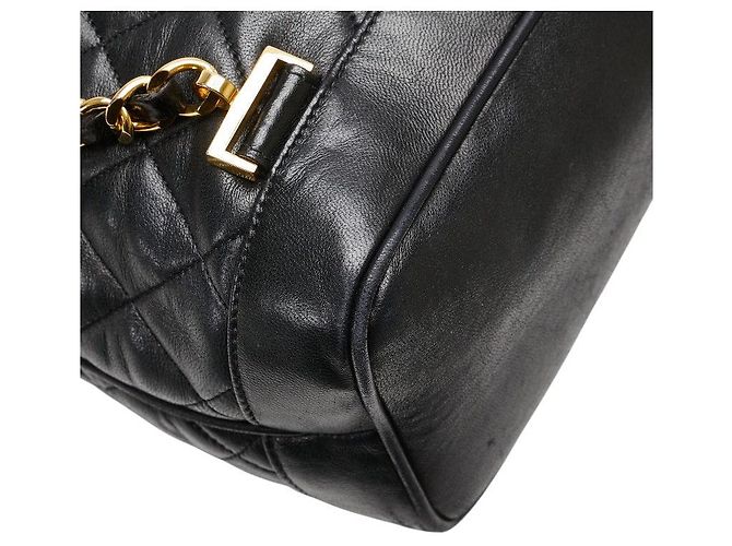 Timeless Chanel Matelassé Lammfell Rucksack Schwarz - Ansicht 6