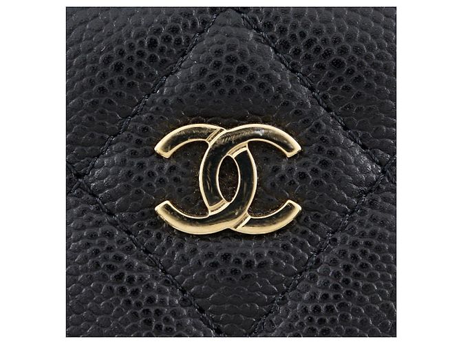 Tarjetero de caviar matelassé Chanel Negro - vista 11