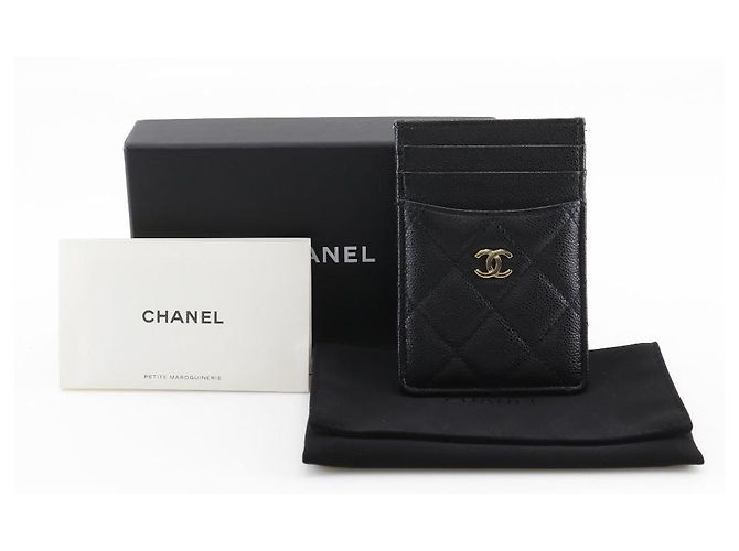 Tarjetero de caviar matelassé Chanel Negro - vista 13