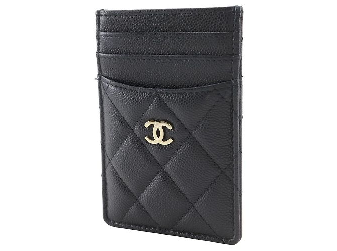 Tarjetero de caviar matelassé Chanel Negro - vista 2
