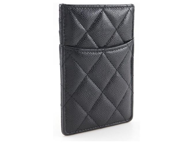 Tarjetero de caviar matelassé Chanel Negro - vista 3