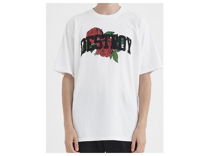 Autre Marque Camiseta de algodón UNDERCOVER S/S DESTROY ROSE Blanco - vista 3