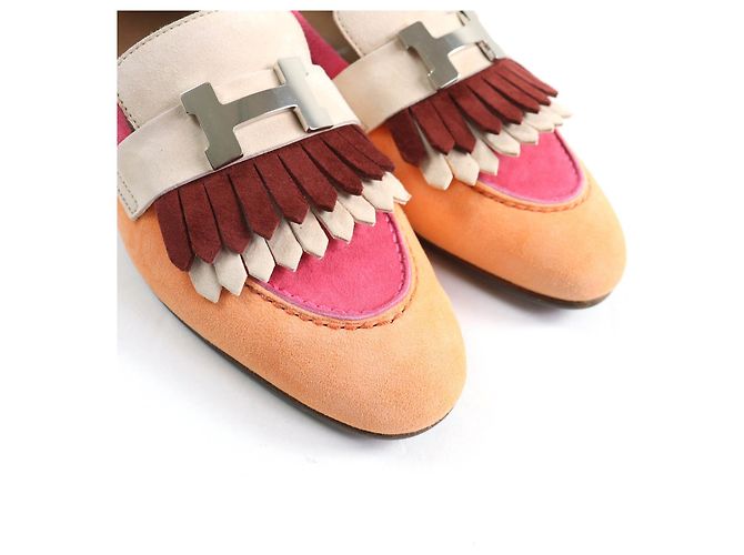 Mocassini in suede con nappine HMetal Royal di Hermès Multicolore - vista 8