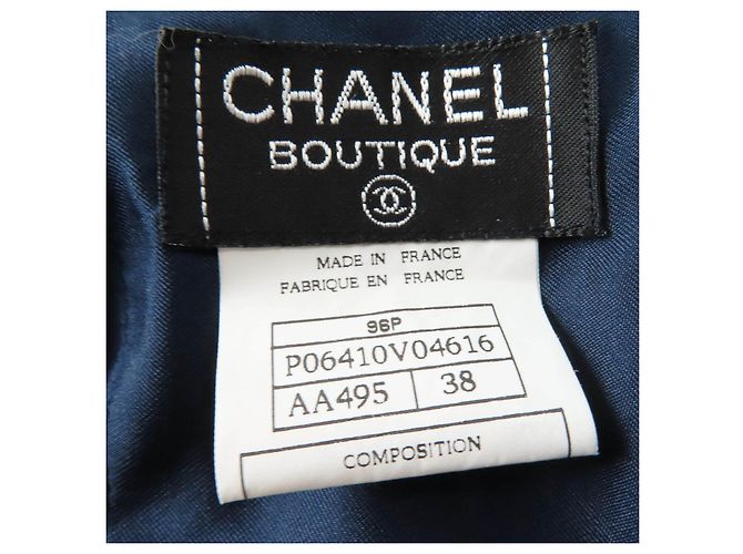 Chanel COCO Mark Button Wool 2way Jacket Skirt Blue Navy blue - view 11